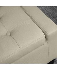 Slickblue Storage Ottoman Bench with High Density Foam and Linen Look Fabric
