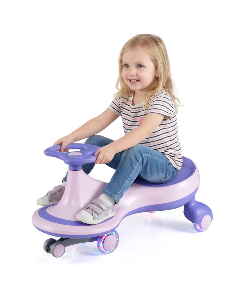 Mecale Wiggle Car 27" Flashing Wheels Ride-On Toy, 110-lb Capacity, Ages 2+