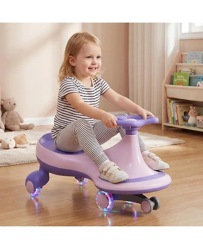 Mecale Wiggle Car 27" Flashing Wheels Ride-On Toy, 110-lb Capacity, Ages 2+