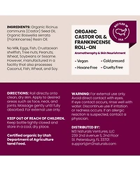 M3 Castor Oil Plus Frankincense Roll-On Cold-Pressed Castor Oil and Pure Frankincense Essential Oil Body Massage Oil, 3 Ounce