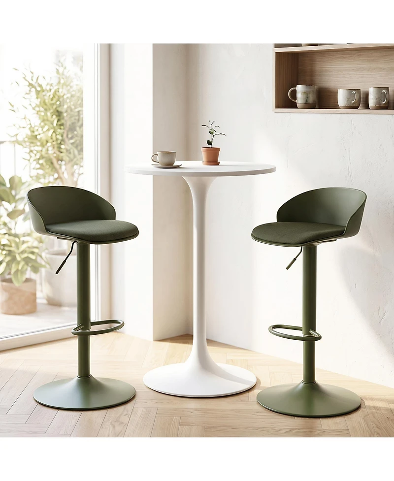 Gymax Set of 4 Adjustable Swivel Bar Stools Back and Footrest Loads 330 Lbs Each