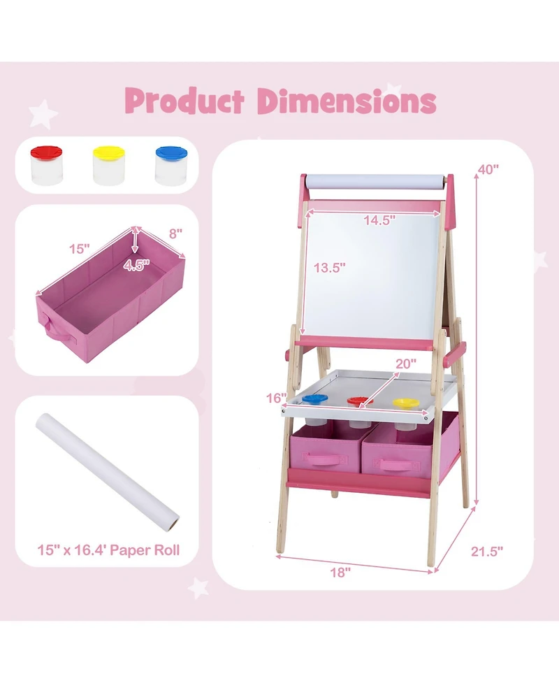 Gymax Ages 3+ Double-Sided Magnetic Easel