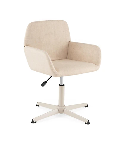 Gymax Fabric Upholstered Accent Chair with Heavy-duty Metal Cross Base for Home Office