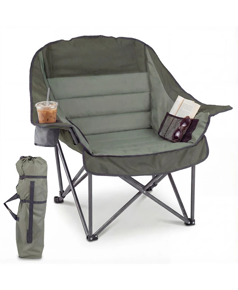 Sugift Oversized Folding Camping Chair with Cup Holder Side Pockets and 500 lbs Capacity