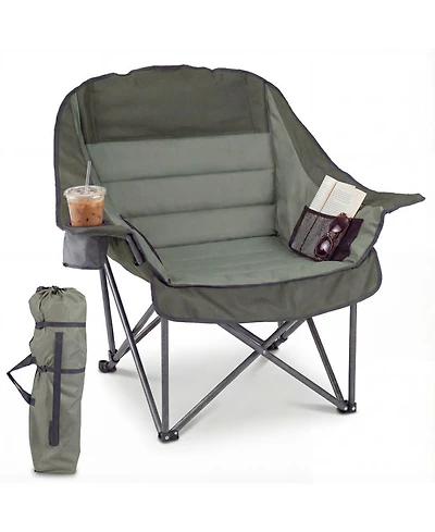 Sugift Oversized Folding Camping Chair with Cup Holder Side Pockets and 500 lbs Capacity
