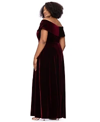 Xscape Plus Velvet Off-the-Shoulder A-Line Gown