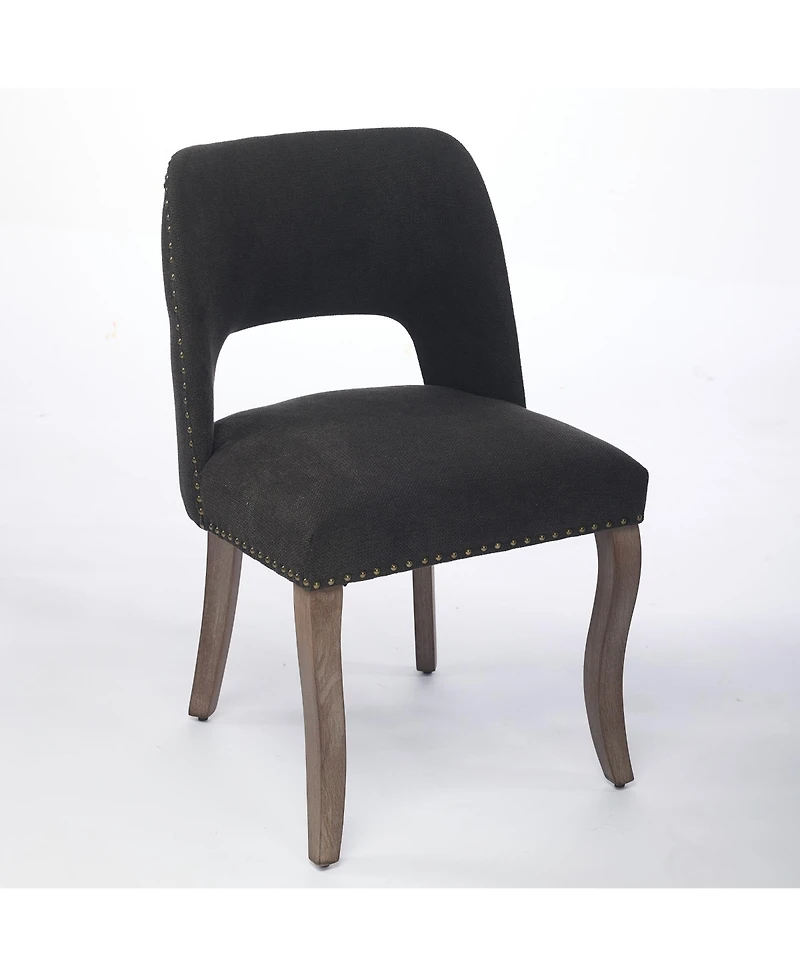 Slickblue Set of 2 Wooden Dining Chairs with Fabric Upholstered Seat