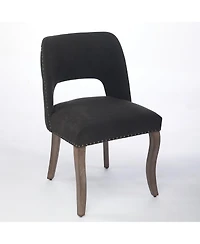 Slickblue Set of 2 Wooden Dining Chairs with Fabric Upholstered Seat