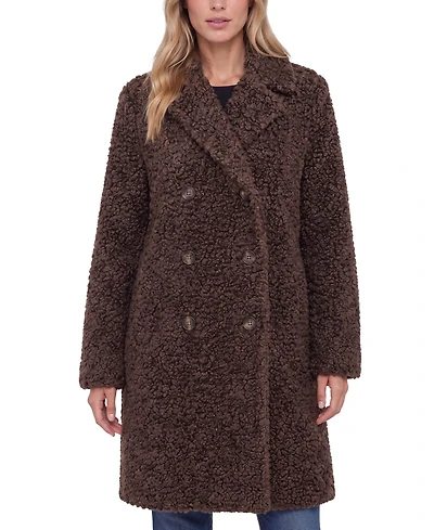 Liverpool Los Angeles Women's Double-Breasted Teddy Faux Shearling Coat