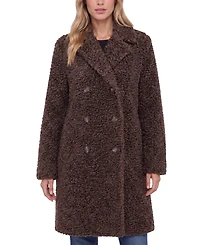 Liverpool Los Angeles Women's Double-Breasted Teddy Faux Shearling Coat
