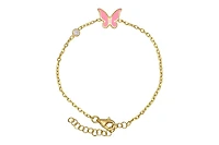Lily Nily Girls Enamel Butterfly and Cubic Zirconia Bezel Station Chain Link Bracelet in 14K