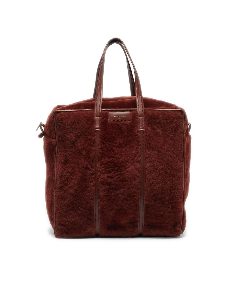 Pre-Owned Balenciaga Women's Bazar Medium Shearling and Leather Tote