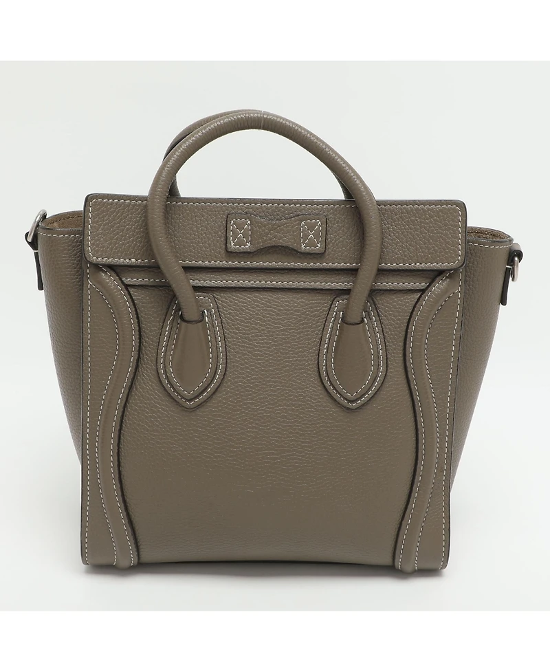 Pre-Owned Celine Women's Nano Luggage Tote in Taupe Grained Leather