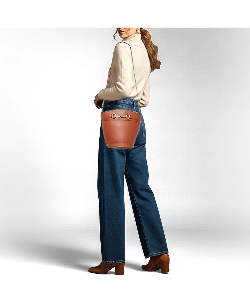 Pre-Owned Celine Women's Crecy Horsebit Leather Bucket Bag