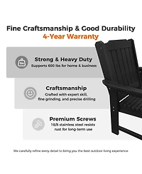 Hdpe All-Weather Outdoor Patio Dining Chair, Heavy-Duty Garden Backyard Armchair with Stainless Steel Hardware