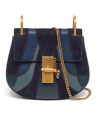 Pre-Owned Chloe Mini Drew Patchwork Suede and Leather Shoulder Bag