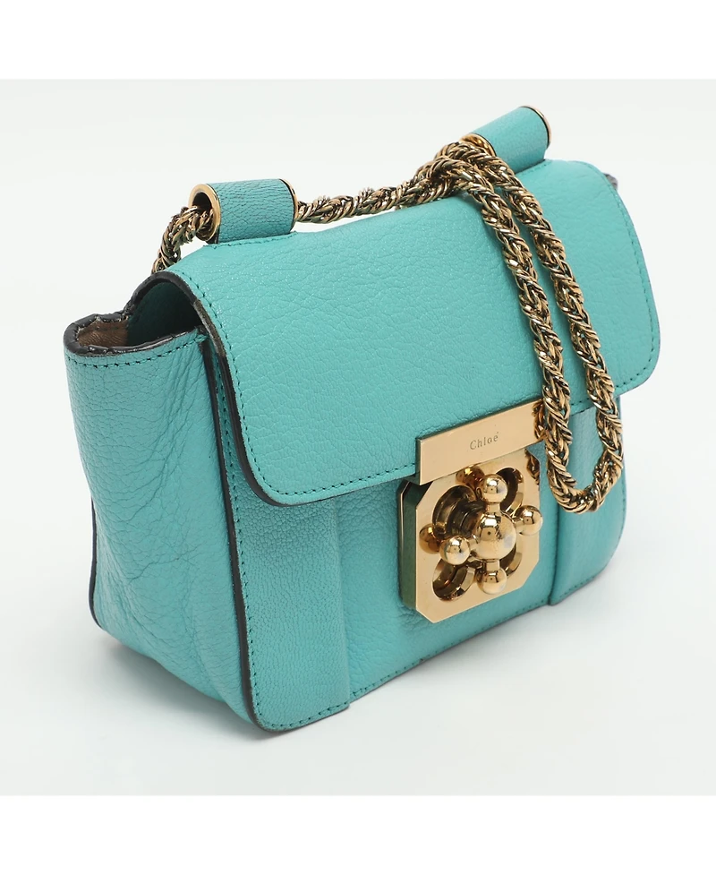 Pre-Owned Chloe Women's Elsie Mini Turquoise Leather Crossbody Bag