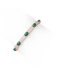 The Lovery Malachite Cz Pave Station Bangle 14K Gold-Plated Sterling Silver