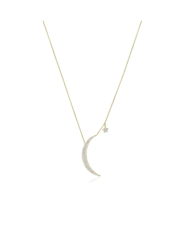 The Lovery Jumbo Cz Moon Necklace 14K Gold-Plated Sterling Silver