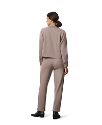Cable & Gauge Women's Rib Knit Lounge Button-Down Shacket and Pull-On Pants Set