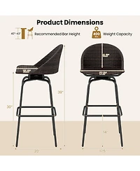 Gymax 30'' Patio Swivel Bar Stools w/400 Lbs Capacity Metal Frame Contoured Seat