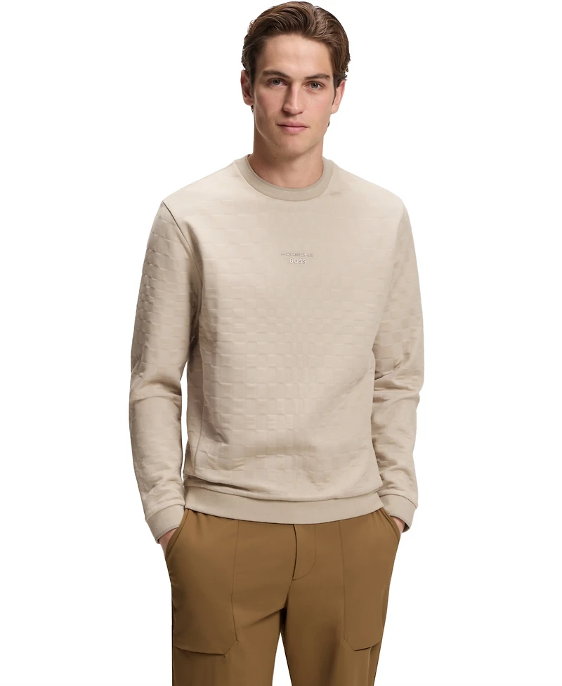 Boss by Hugo x Porsche Men's Regular-Fit Check Jacquard Sweatshirt