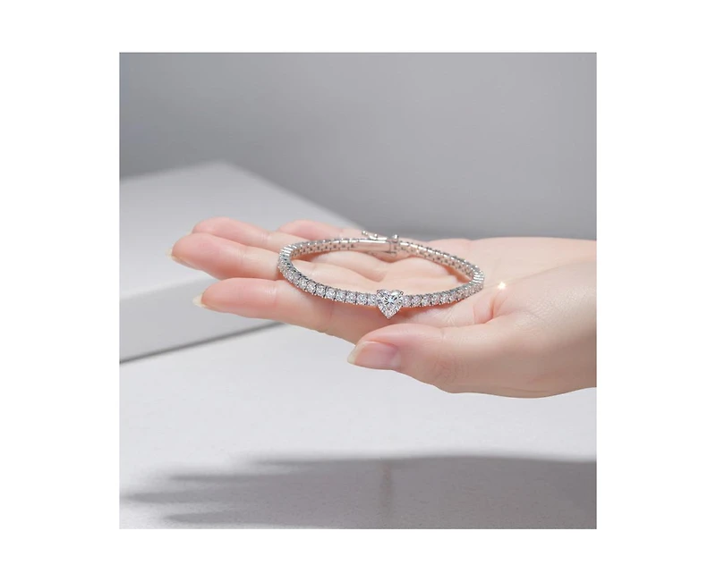 Rachel Glauber Modern Gold Plated Cubic Zirconia Tennis Bracelet