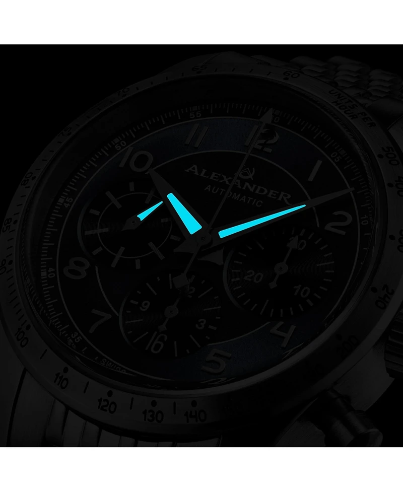 Alexander Men's Megalos Silver-tone Stainless Steel , Blue Dial , 51mm Round Watch