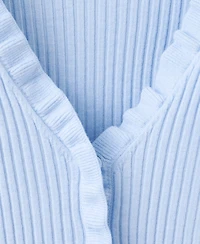 Mango Women's Ribbed Volant V-Neck Cardigan