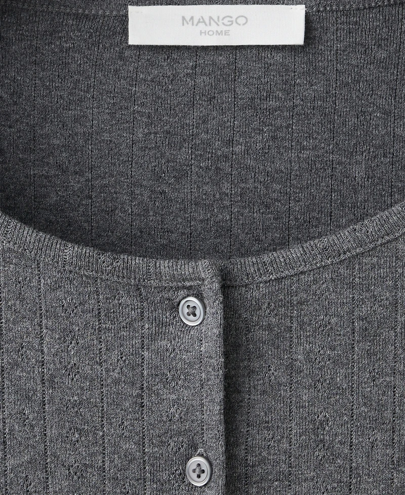 Mango Women's Open-Knit Long-Sleeve Cotton Pajama Cardigan