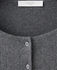 Mango Women's Open-Knit Long-Sleeve Cotton Pajama Cardigan