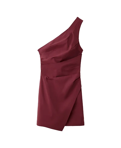 Mango Women's Asymmetrical Pleated Mini Dress