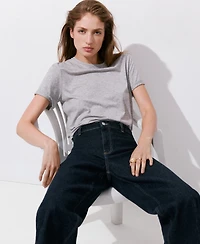 Mango Women's Catherin Culotte Wide-Leg High-Rise Dark-Rinse Jeans