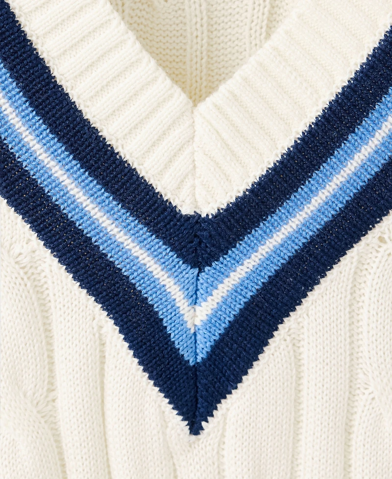 Mango Women's Cable-Knit V-Neck Sweater