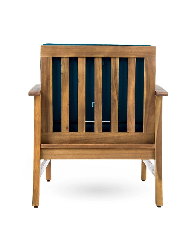 Rainsken Outdoor Accent Chair, Acacia Wood Patio Chair with Thick Cushions and Slat Panel Design, Weather Resistance for Backyard Poolside