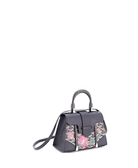 Pre-Owned Goyard Mini Structured Saigon Top Handle Bag Embroidered Coated Canvas with Leather
