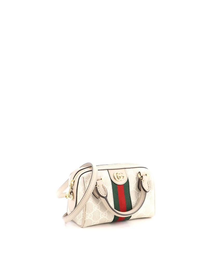 Pre-Owned Gucci Super Mini Ophidia Convertible Boston Bag Gg Coated Canvas