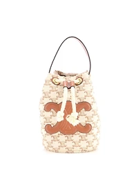 Pre-Owned Celine Teen Triomphe Drawstring Bucket Bag Triomphe Canvas with Leather