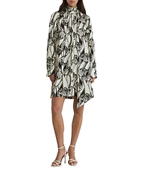 Reiss Women's Alwen Floral-Print High-Neck Swing Mini Dress