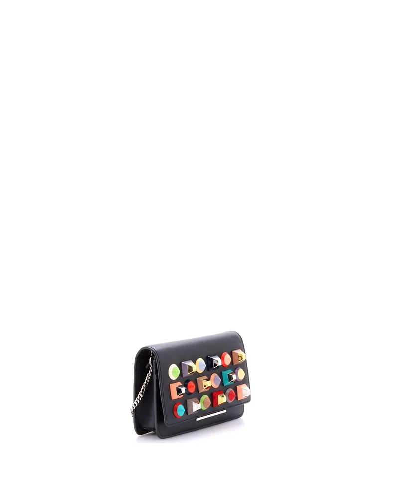 Pre-Owned Fendi Tube Wallet On Chain Studded Leather