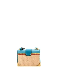 Pre-Owned Prada Small Cahier Crossbody Bag Embroidered Straw with Leather