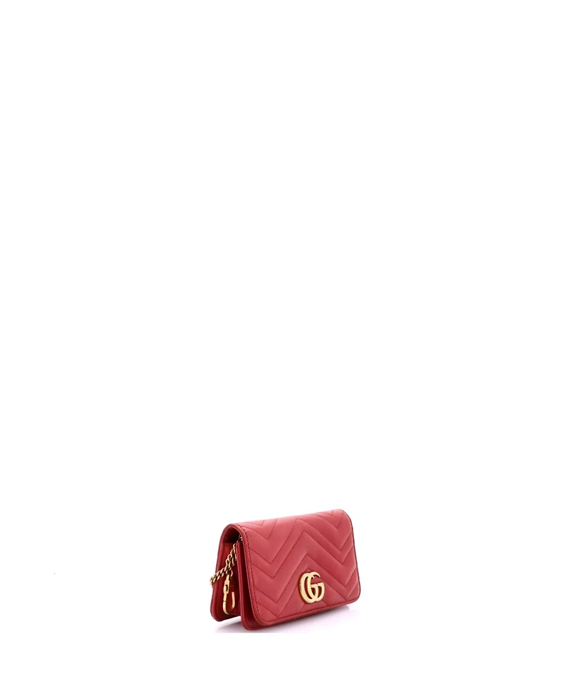 Pre-Owned Gucci Mini Gg Marmont Chain Flap Bag Matelasse Leather