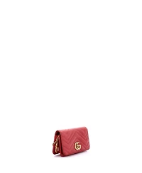 Pre-Owned Gucci Mini Gg Marmont Chain Flap Bag Matelasse Leather