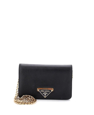 Pre-Owned Prada Small Flip Lock Wallet on Chain Clutch Saffiano Leather