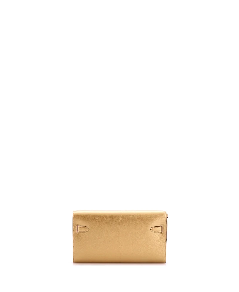 Pre-Owned HERMES Kelly To Go Wallet Metallic Chevre Chamkilight