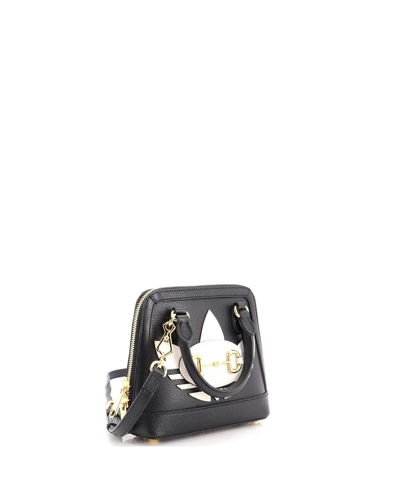 Pre-Owned Gucci Mini x Adidas Horsebit 1955 Top Handle Bag Leather with Applique
