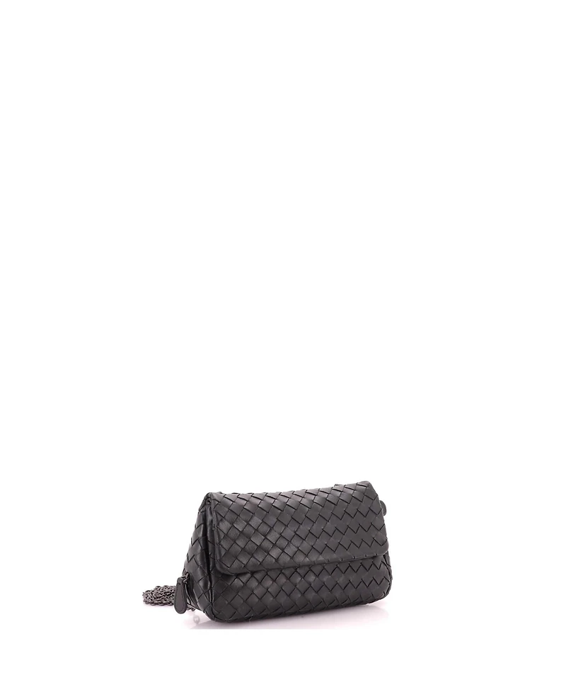 Pre-Owned Bottega Veneta Small Expandable Chain Crossbody Bag Intrecciato Nappa