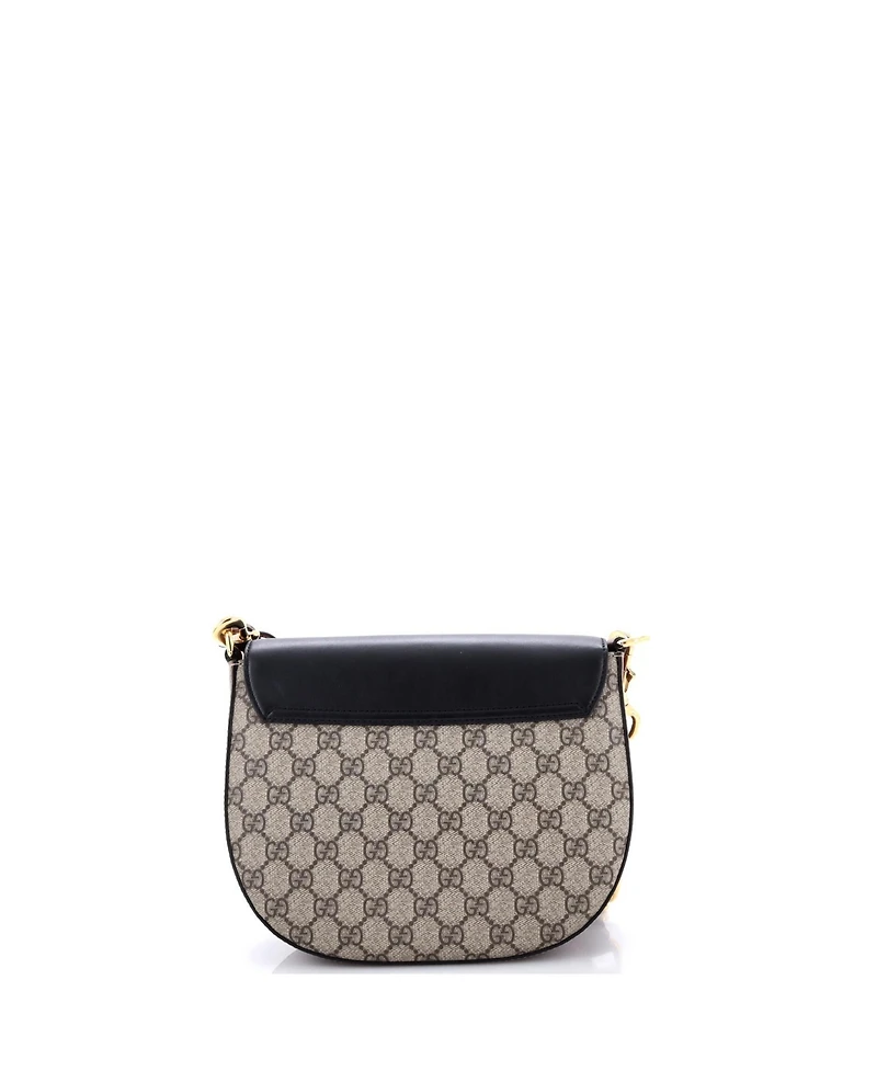 Pre-Owned Gucci Medium Padlock Saddle Shoulder Bag Gg Coated Canvas and Leather