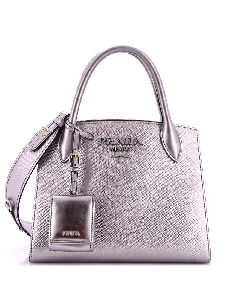 Pre-Owned Prada Small Monochrome Tote Saffiano with City Calf