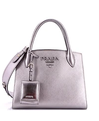 Pre-Owned Prada Small Monochrome Tote Saffiano with City Calf